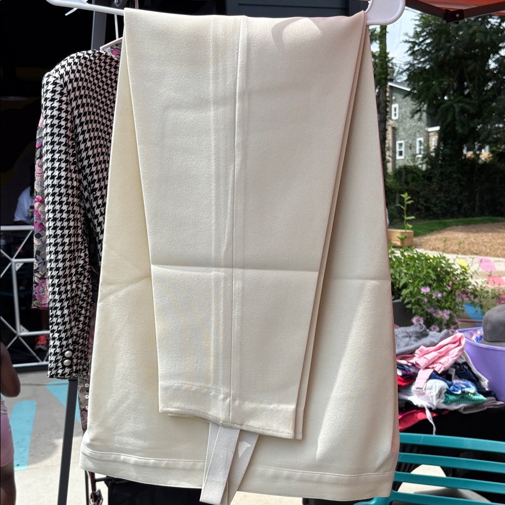 Elegant Cream Straight Leg Women's Pants